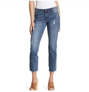 Kut From The Kloth Reese Straight Leg High Rise Distressed Ankle Jeans